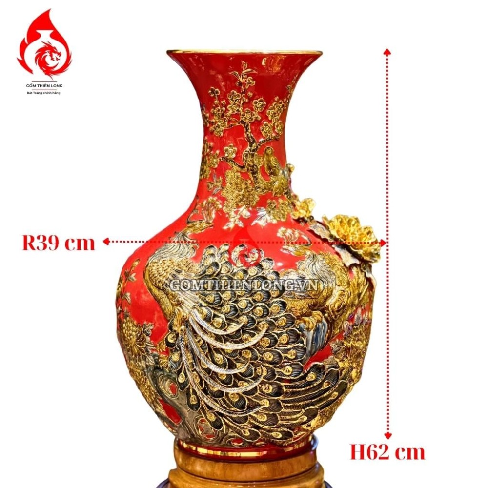 Bình Củ Tỏi Bát Tràng Màu Đỏ Công Hoa Phú Quý 231176