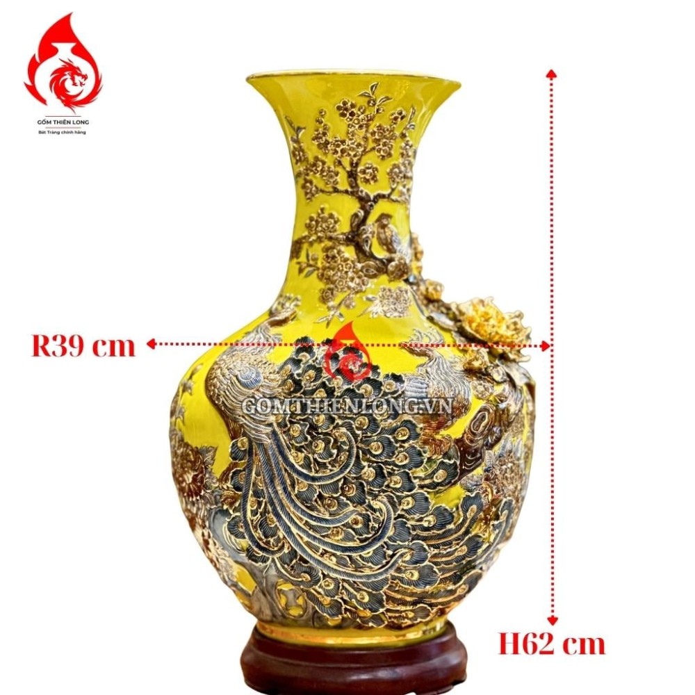 Bình Củ Tỏi Bát Tràng Màu Vàng Công Hoa Phú Quý 231177