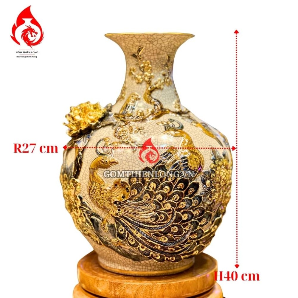 Bình Củ Tỏi Bát Tràng Men Rạn Công Hoa Phú Quý 231178