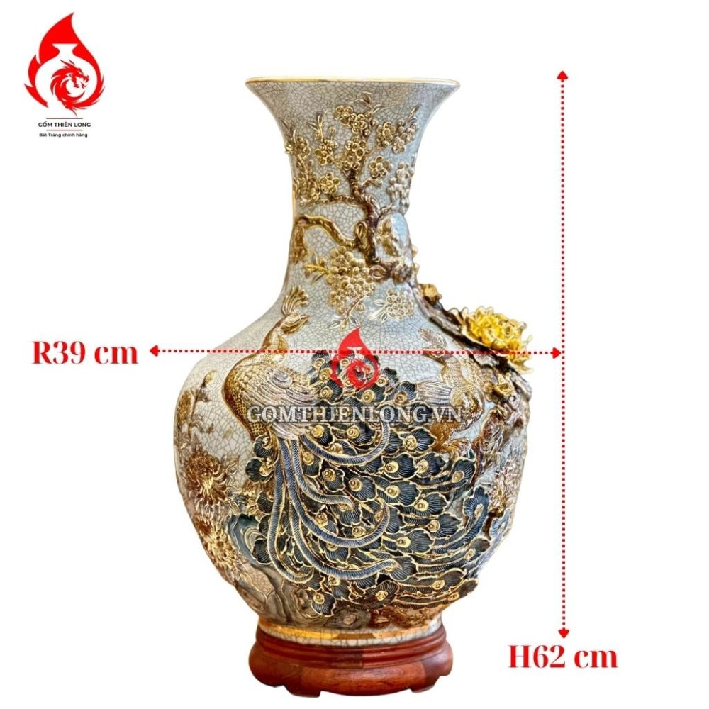 Bình Củ Tỏi Bát Tràng Men Rạn Công Hoa Phú Quý 231178