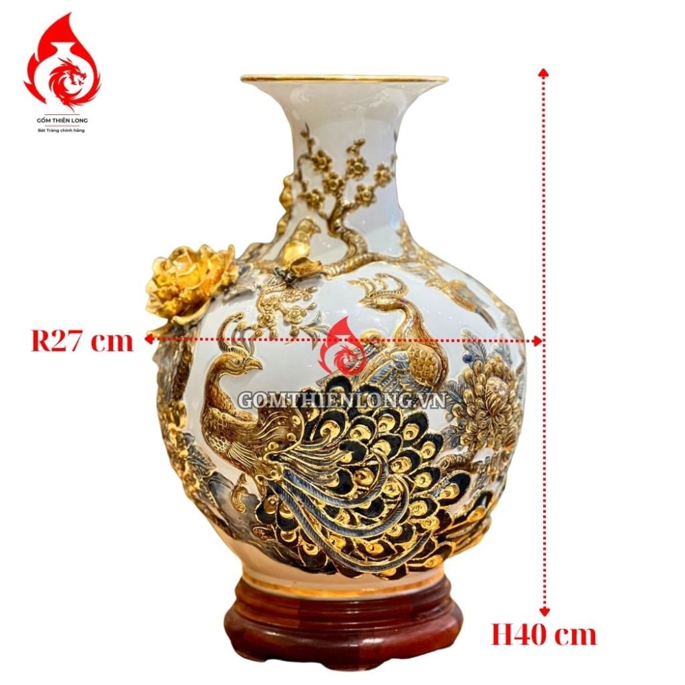 Bình Củ Tỏi Bát Tràng Màu Trắng Công Hoa Phú Quý 231181