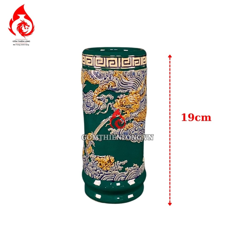 Bộ Đồ Thờ Bát Tràng Màu Xanh Lục Bảo Đắp Nổi 240101