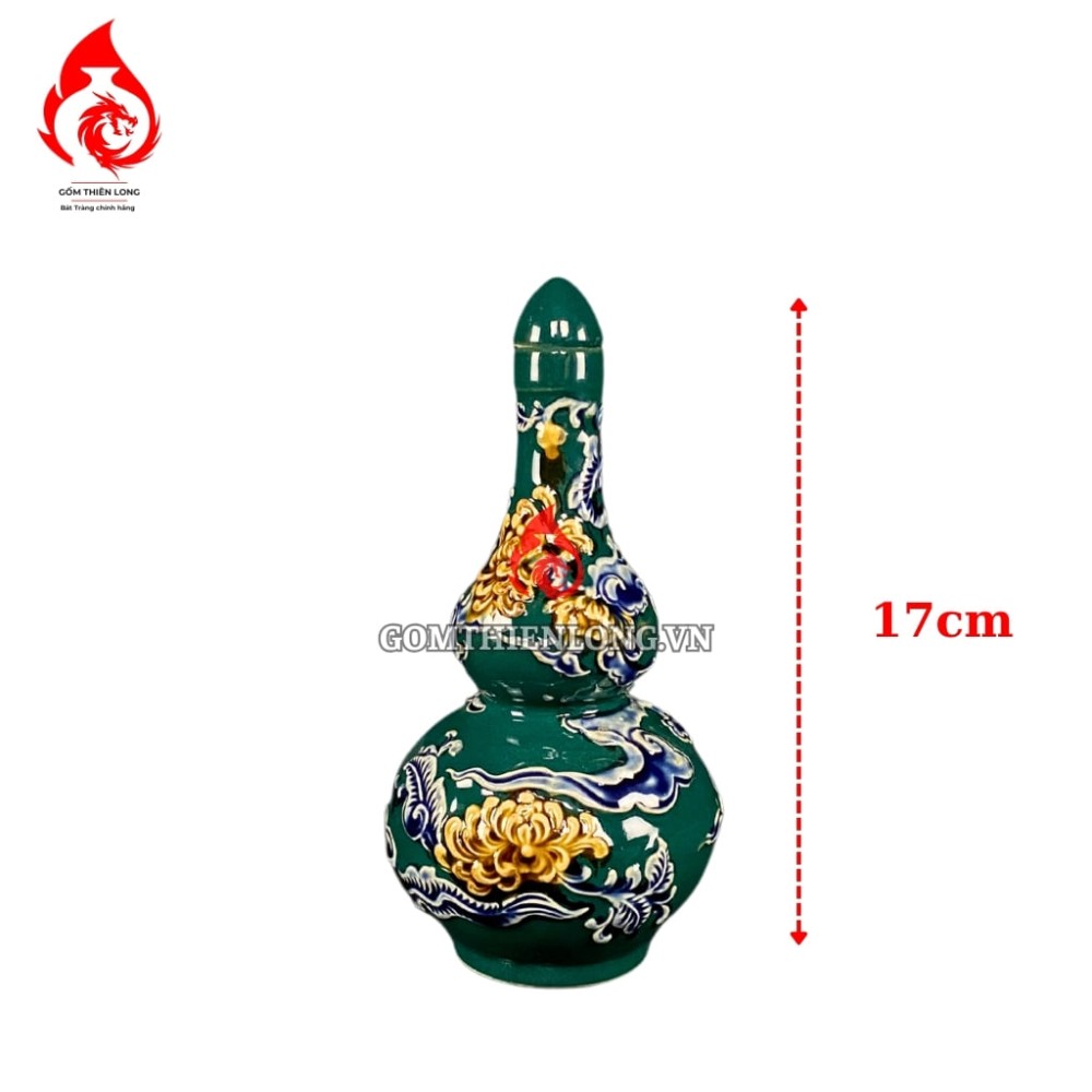 Bộ Đồ Thờ Bát Tràng Màu Xanh Lục Bảo Đắp Nổi 240101