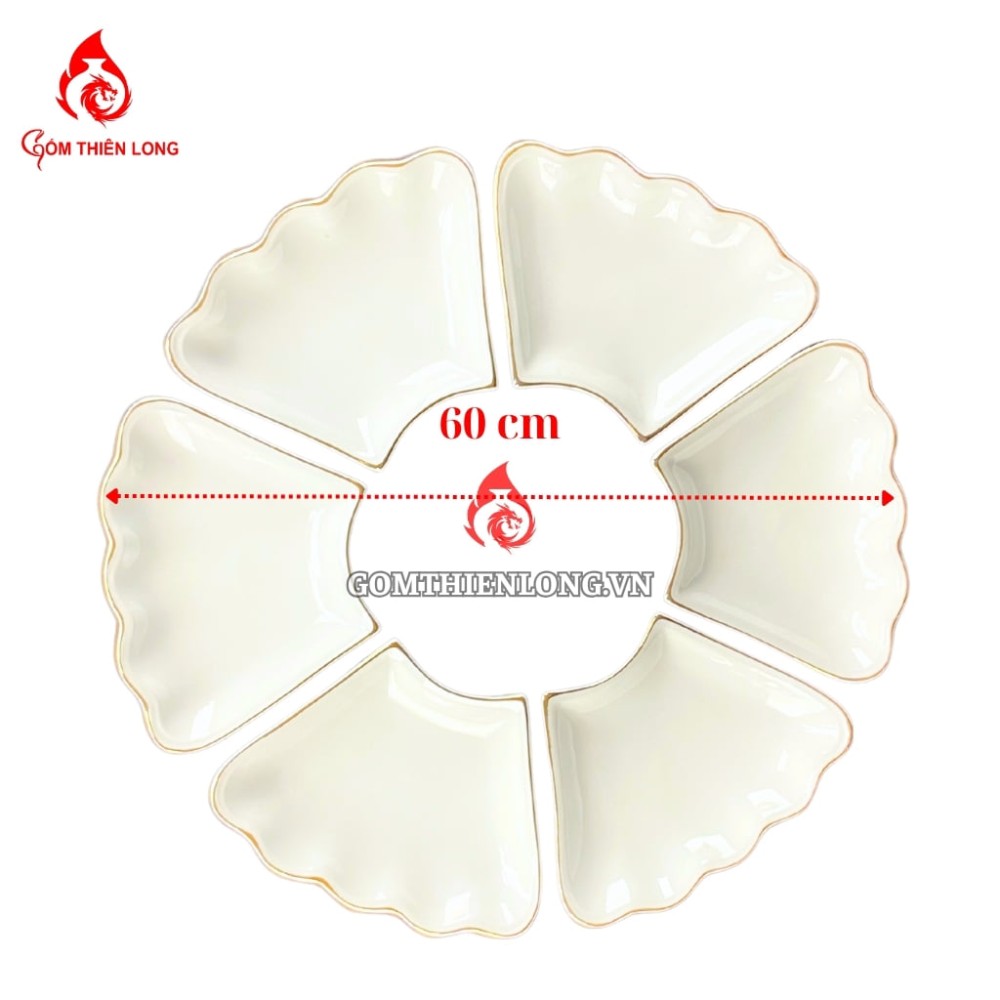 Bộ Bát Đĩa Thắp Hương Men Trắng Viền Vàng 24k 240103