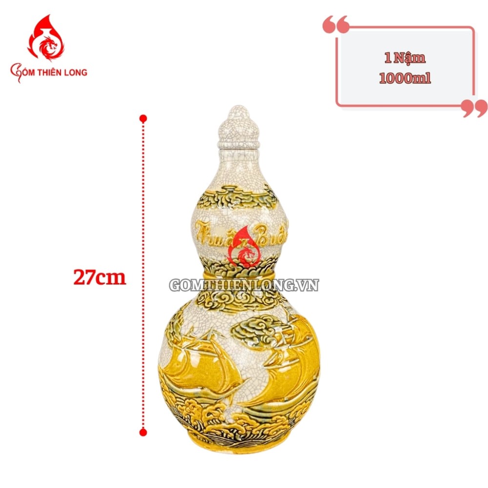 Nậm Rượu Thờ Men Rạn Thuận Buồm Xuôi Gió 240110