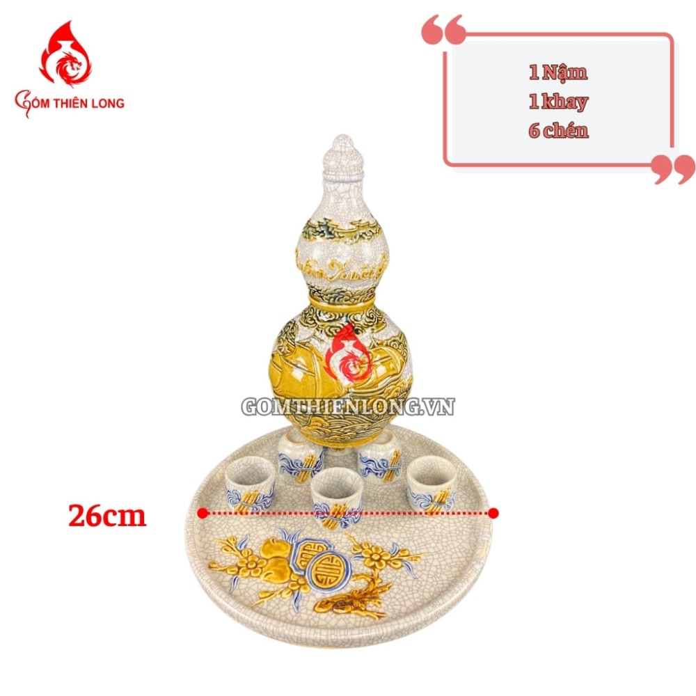 Nậm Rượu Thờ Men Rạn Thuận Buồm Xuôi Gió 240110