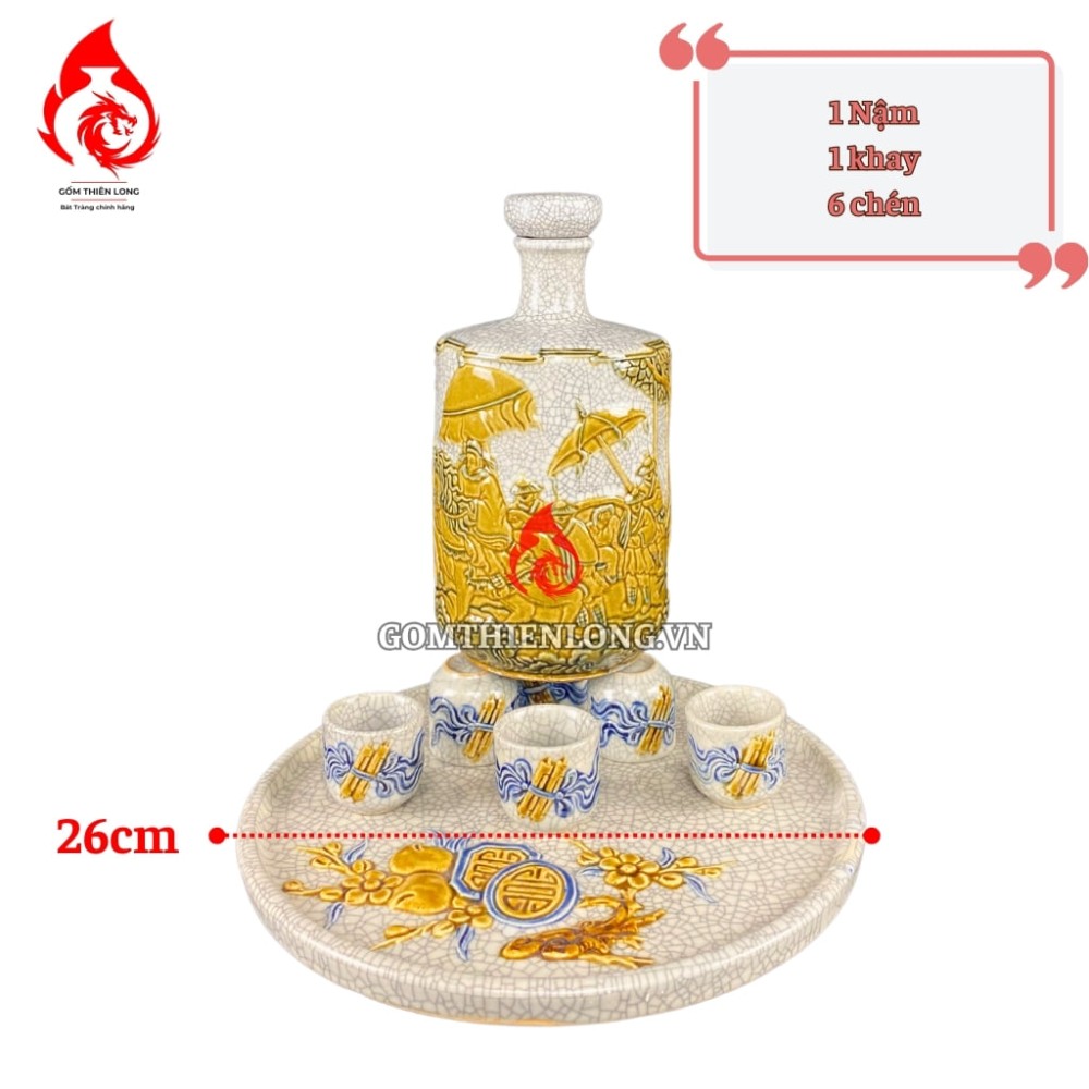 Nậm Rượu Thờ Men Rạn Vinh Quy Bái Tổ 240112