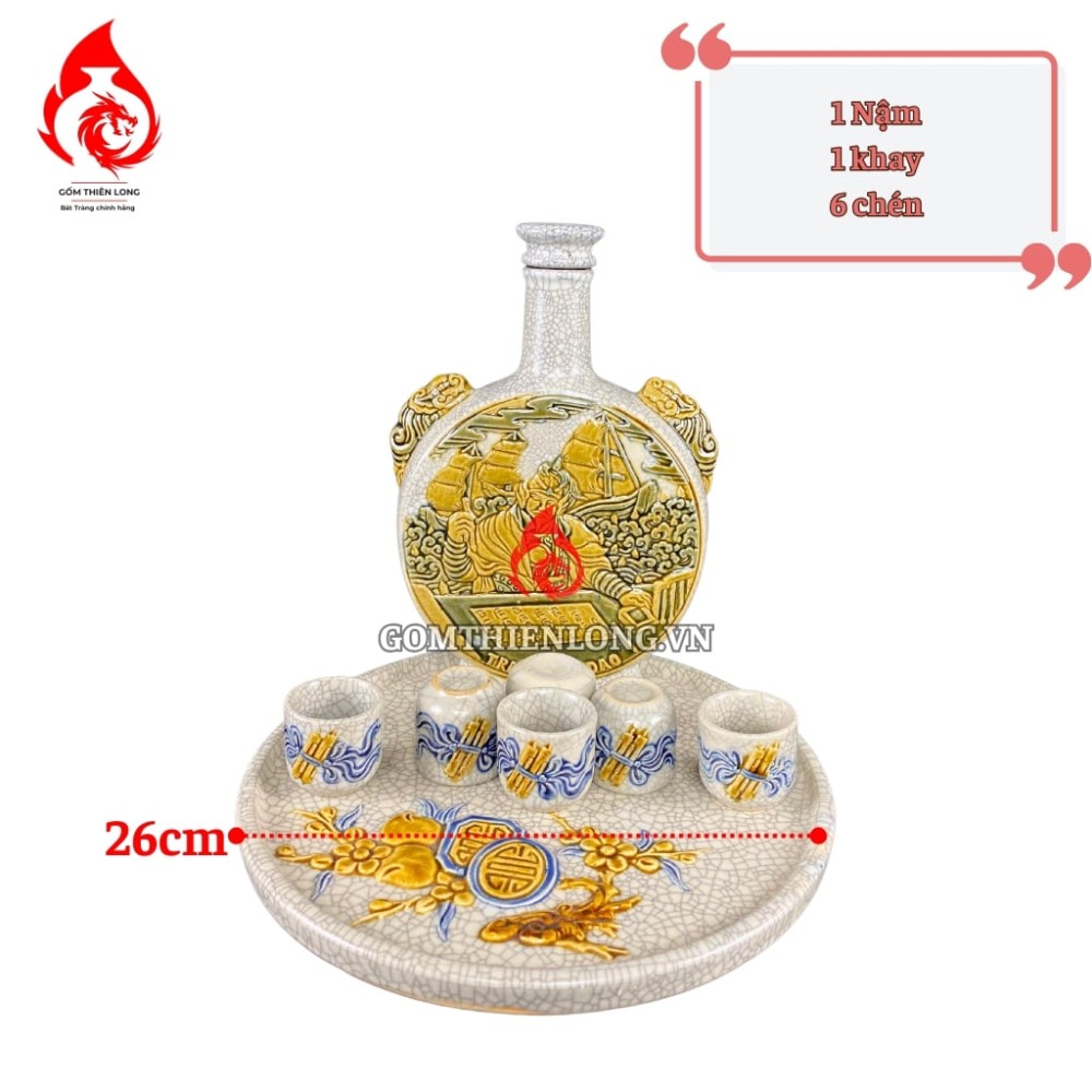 Nậm Rượu Thờ Men Rạn Trần Hưng Đạo 240114