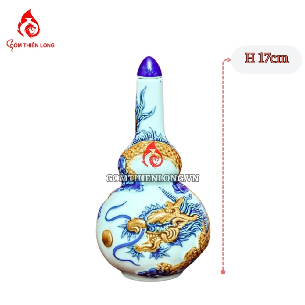 Nậm Rượu Thờ Men Ngọc Đắp Nổi 240119