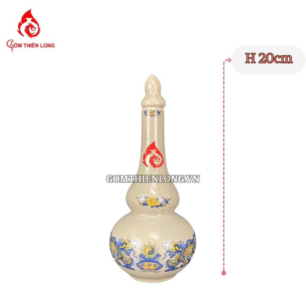 Nậm Rượu Thờ Bát Tràng Men Rạn Phúc Lộc Thọ 240135