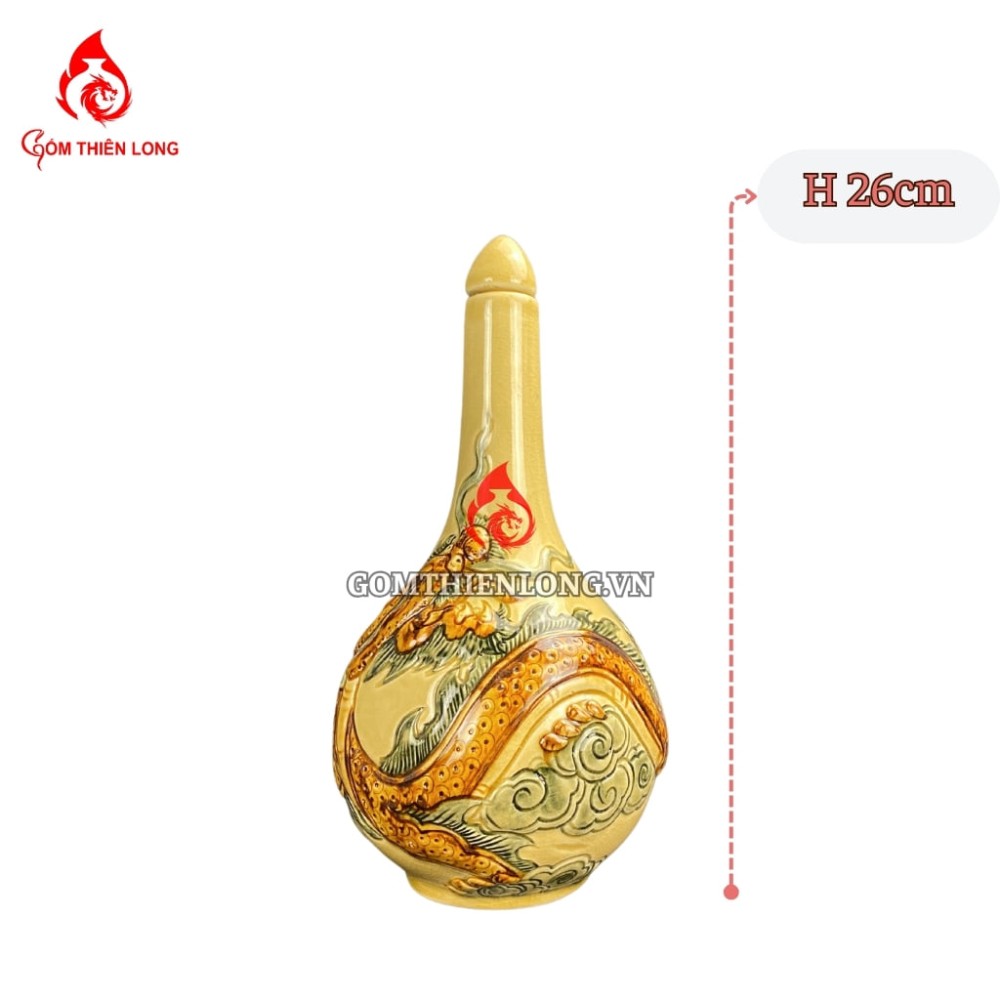 Nậm Rượu Thờ Bát Tràng Men Rạn Vàng Hoàng Lưu Ly 240136