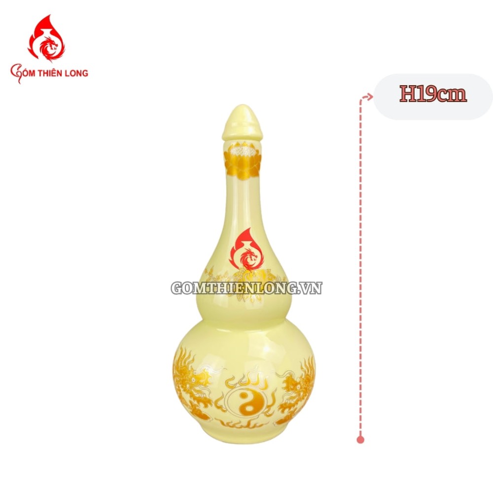 Nậm Rượu Thờ Bát Tràng Men Vàng Vẽ Ánh Kim 240137