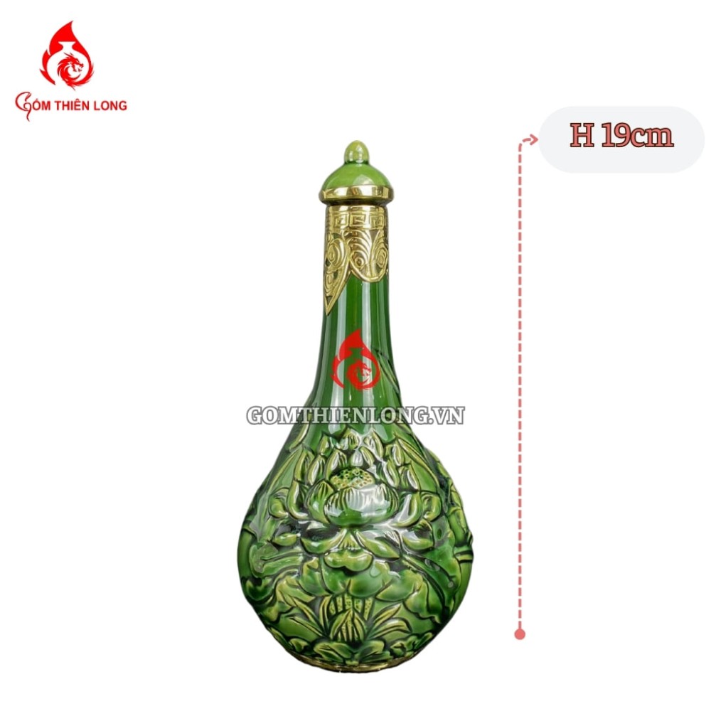 Nậm Rượu Thờ Bát Tràng Men Xanh Ngọc Lục Bảo 240139