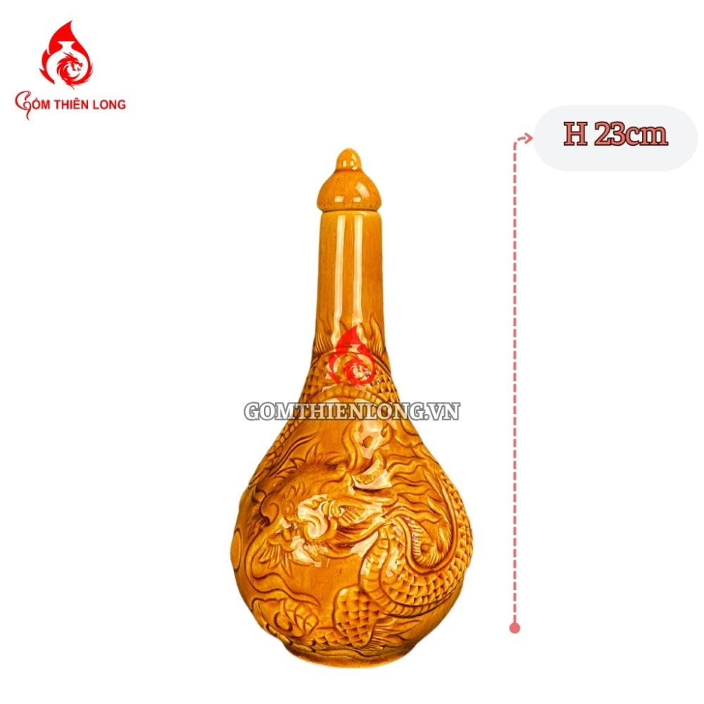 Nậm Rượu Thờ Bát Tràng Men Vàng Hoàng Thổ 240140