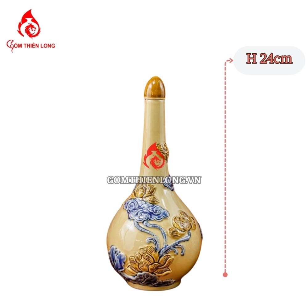 Nậm Rượu Thờ Bát Tràng Men Vàng Hoàng Tộc 240141