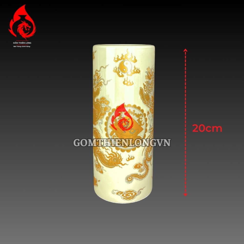 Bộ Đồ Thờ Bát Tràng Men Vàng Kem Vẽ Ánh Kim 241104