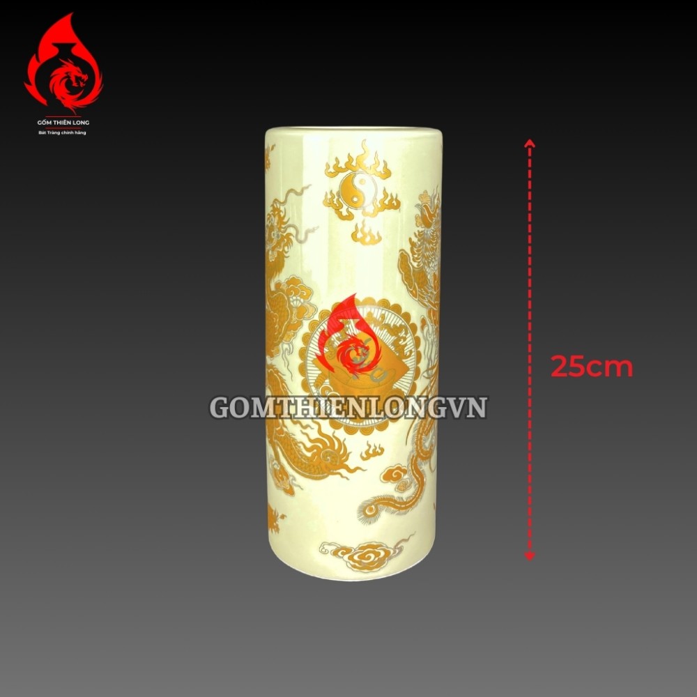 Bộ Đồ Thờ Bát Tràng Men Vàng Kem Vẽ Ánh Kim 241104