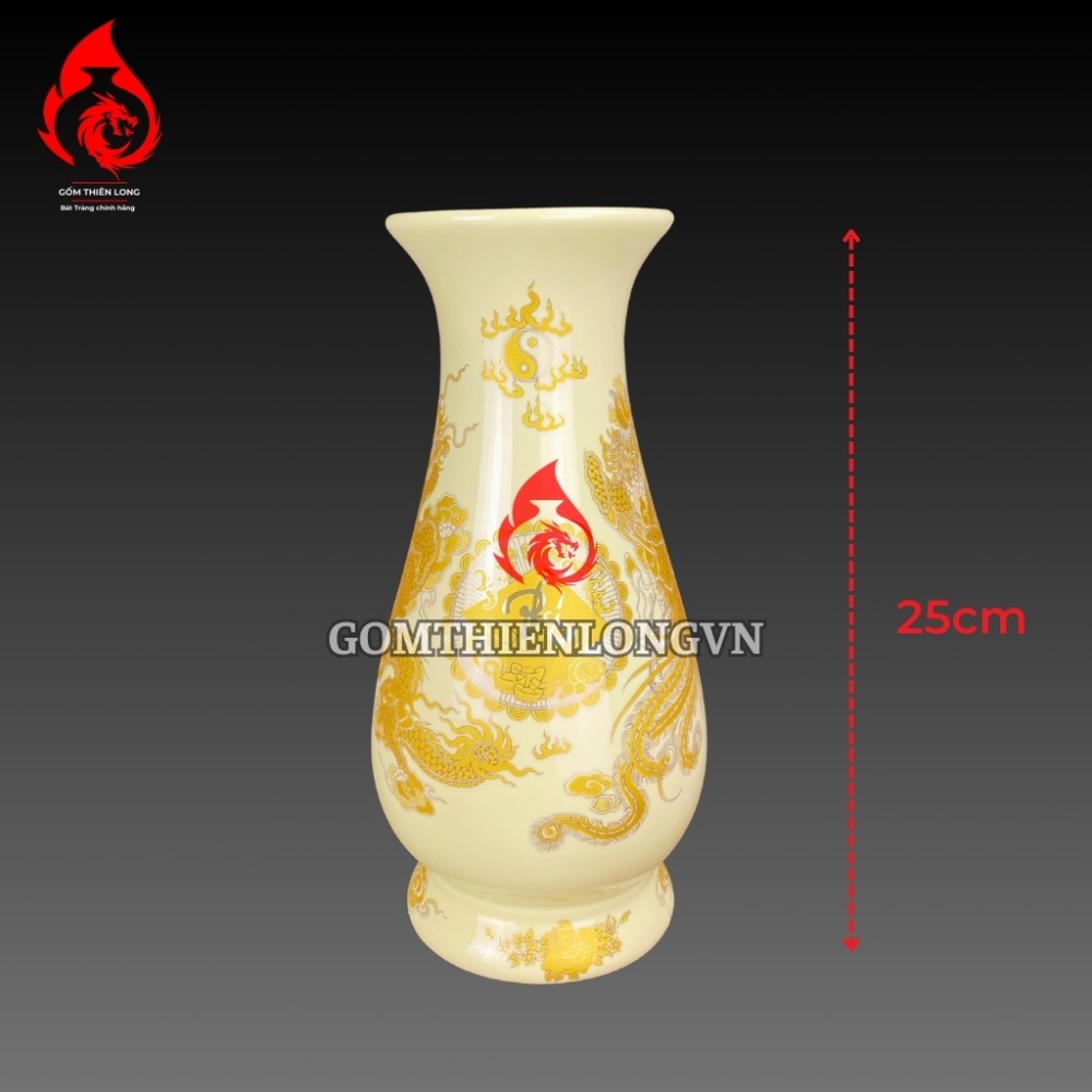 Bộ Đồ Thờ Bát Tràng Men Vàng Kem Vẽ Ánh Kim 241104