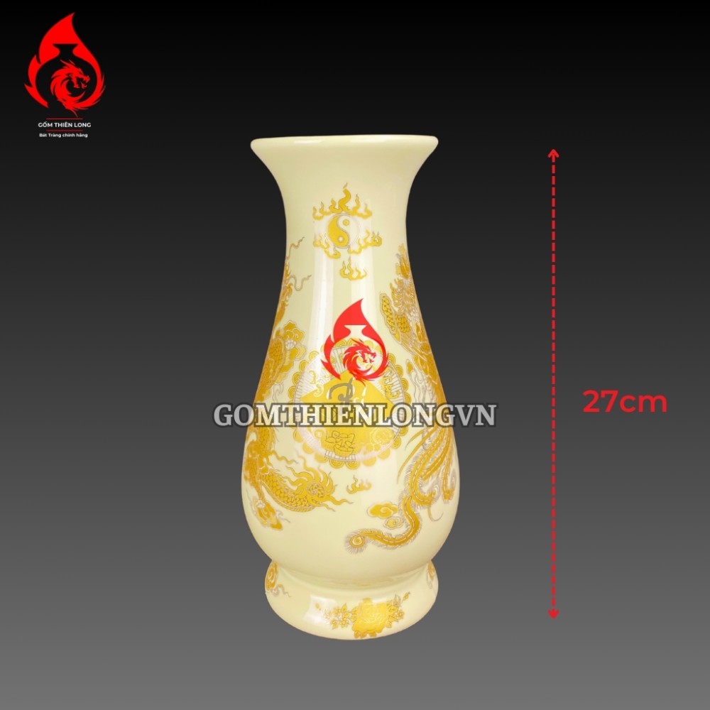 Bộ Đồ Thờ Bát Tràng Men Vàng Kem Vẽ Ánh Kim 241104