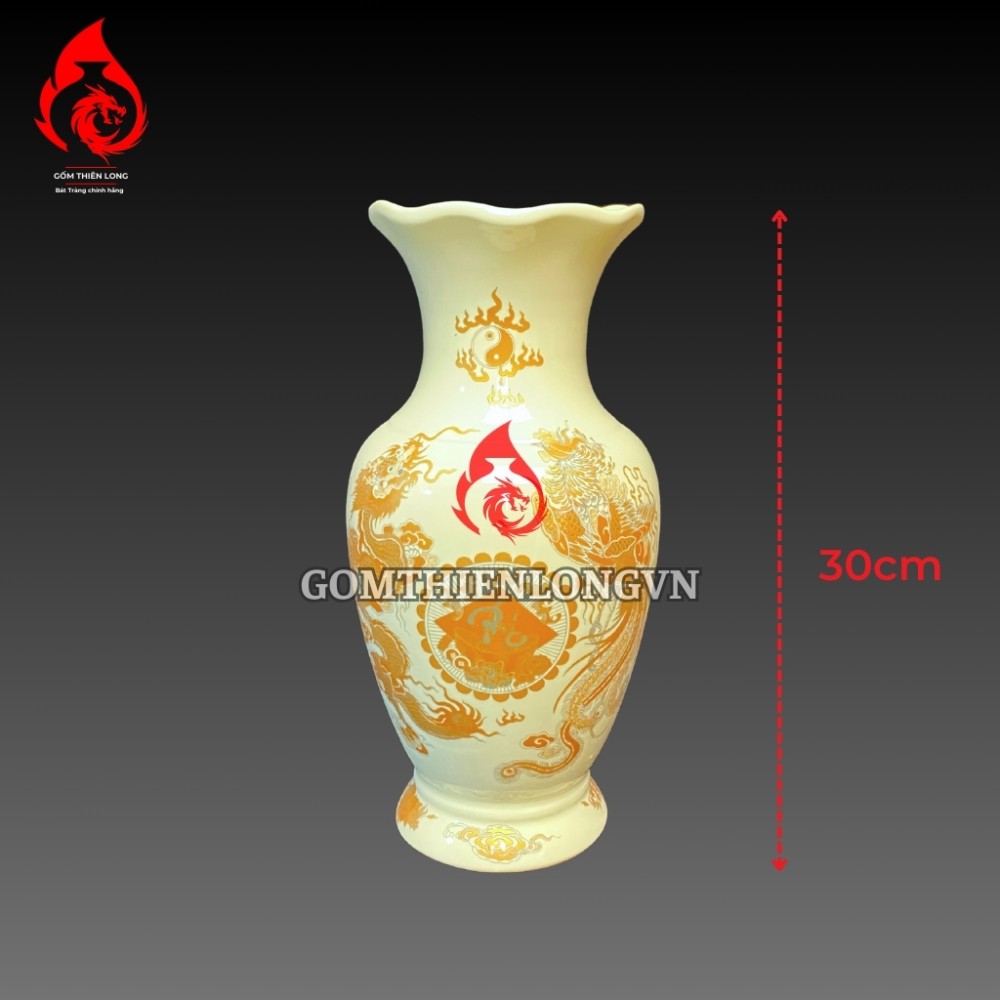 Bộ Đồ Thờ Bát Tràng Men Vàng Kem Vẽ Ánh Kim 241104