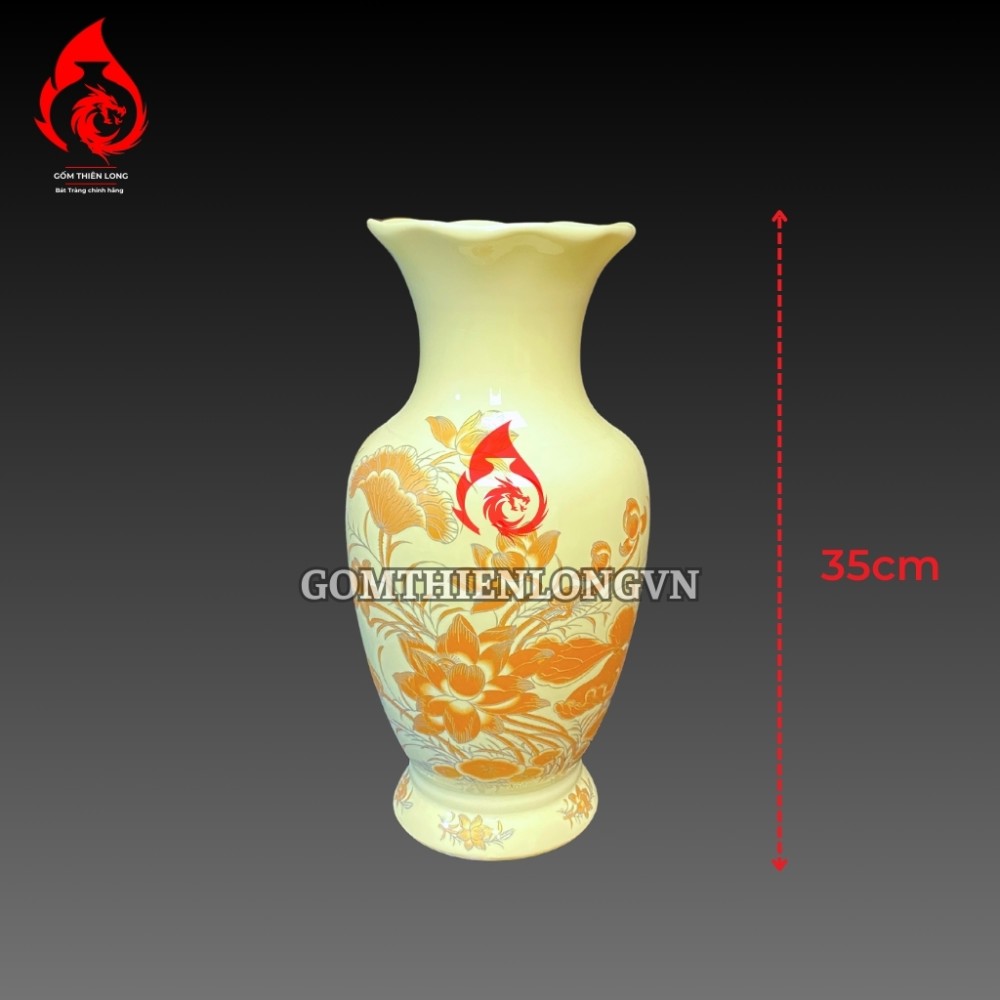 Bộ Đồ Thờ Bát Tràng Men Vàng Kem Vẽ Ánh Kim 241104