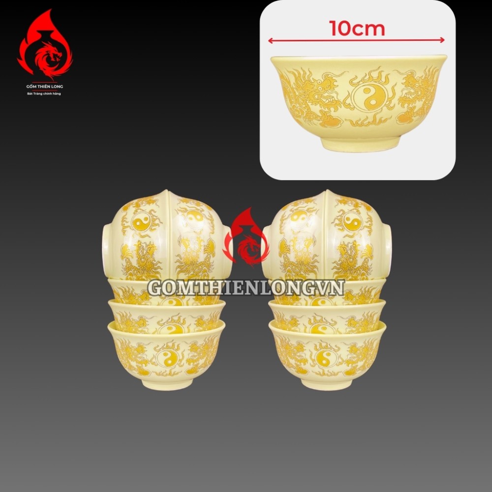 Bộ Đồ Thờ Bát Tràng Men Vàng Kem Vẽ Ánh Kim 241104