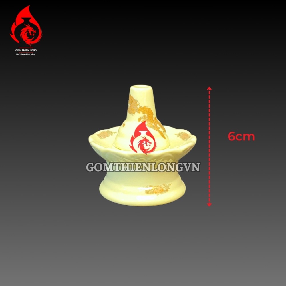 Bộ Đồ Thờ Bát Tràng Men Vàng Kem Vẽ Ánh Kim 241104