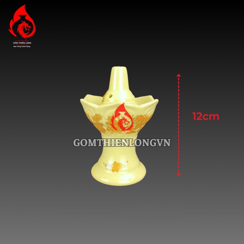 Bộ Đồ Thờ Bát Tràng Men Vàng Kem Vẽ Ánh Kim 241104