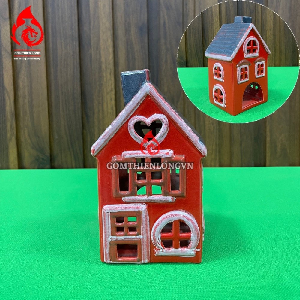 Đèn Đốt Nến Thơm Hình Ngôi Nhà Mini Bằng Sứ 250425