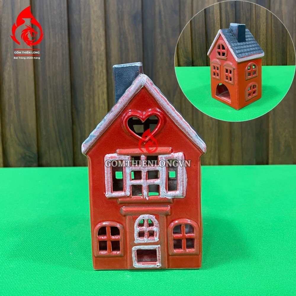 Đèn Đốt Nến Thơm Hình Ngôi Nhà Mini Bằng Sứ 250425