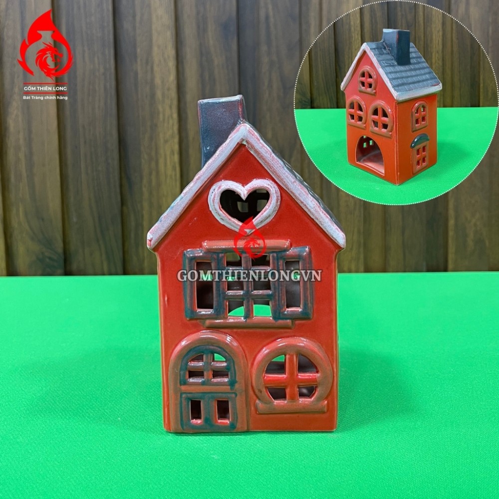 Đèn Đốt Nến Thơm Hình Ngôi Nhà Mini Bằng Sứ 250425