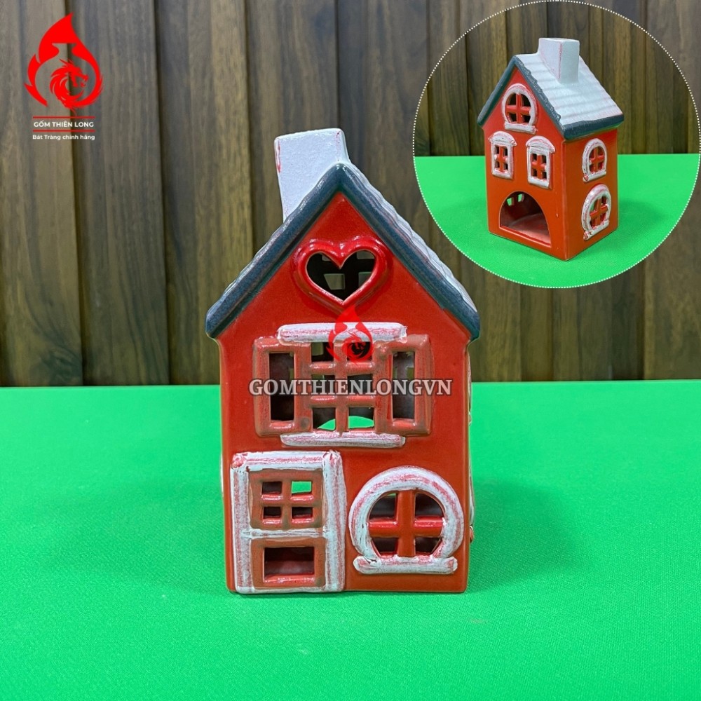 Đèn Đốt Nến Thơm Hình Ngôi Nhà Mini Bằng Sứ 250425