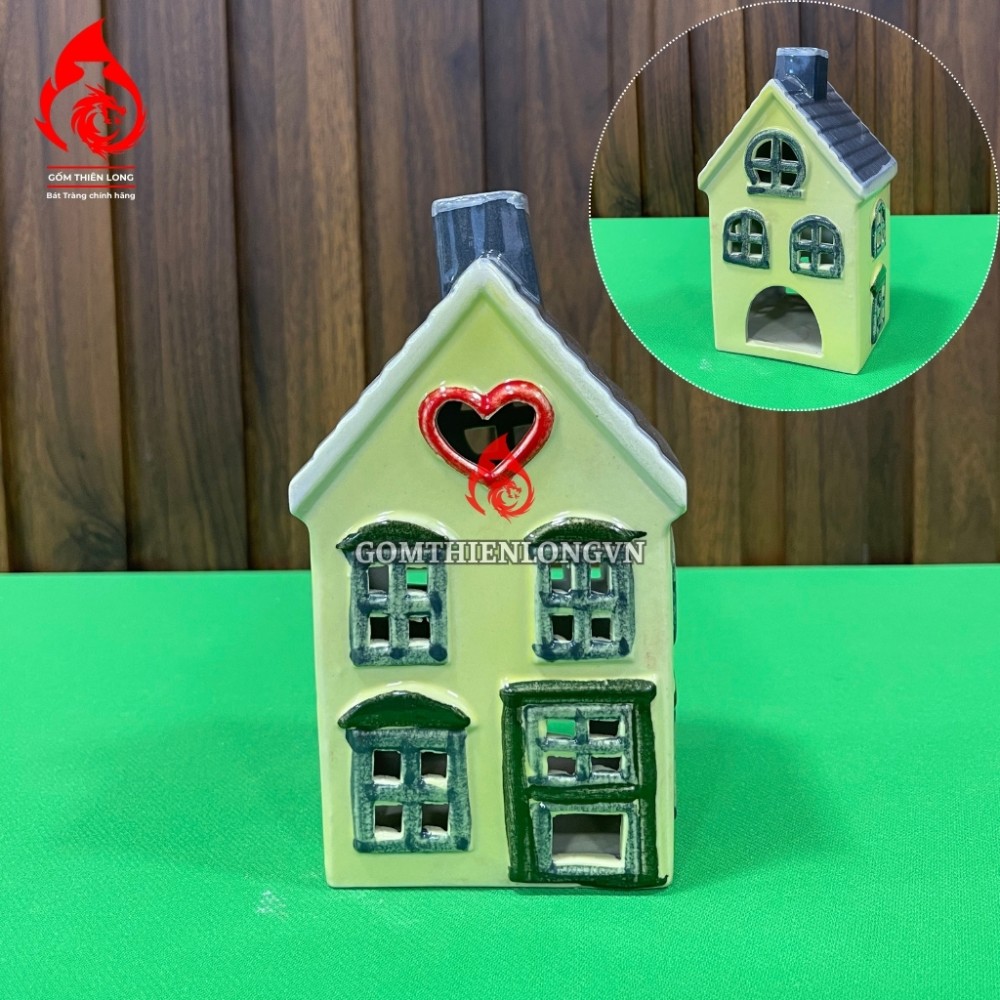 Đèn Đốt Nến Thơm Hình Ngôi Nhà Mini Bằng Sứ 250425