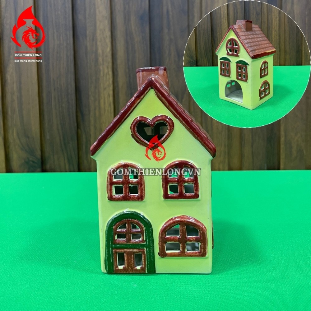 Đèn Đốt Nến Thơm Hình Ngôi Nhà Mini Bằng Sứ 250425