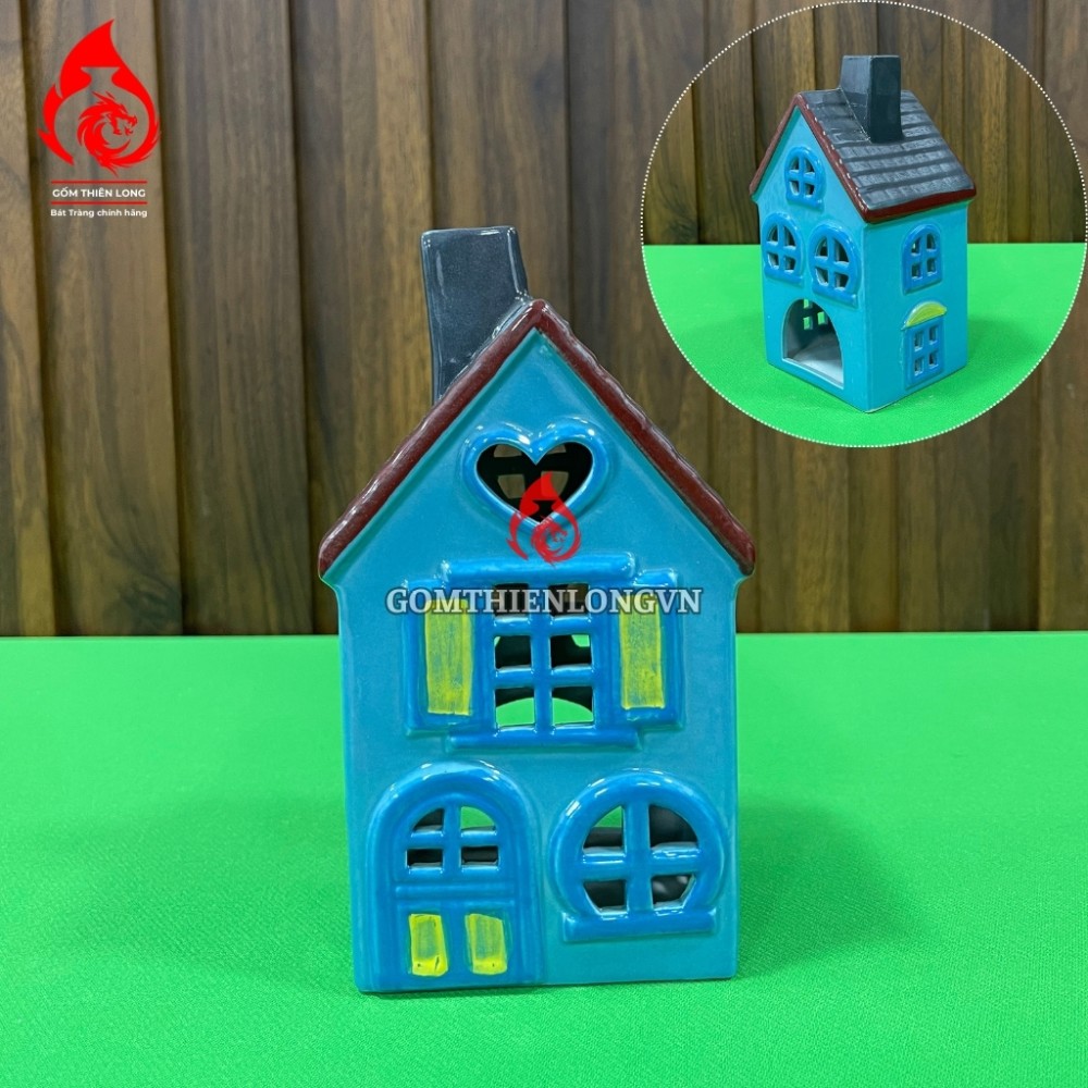 Đèn Đốt Nến Thơm Hình Ngôi Nhà Mini Bằng Sứ 250425