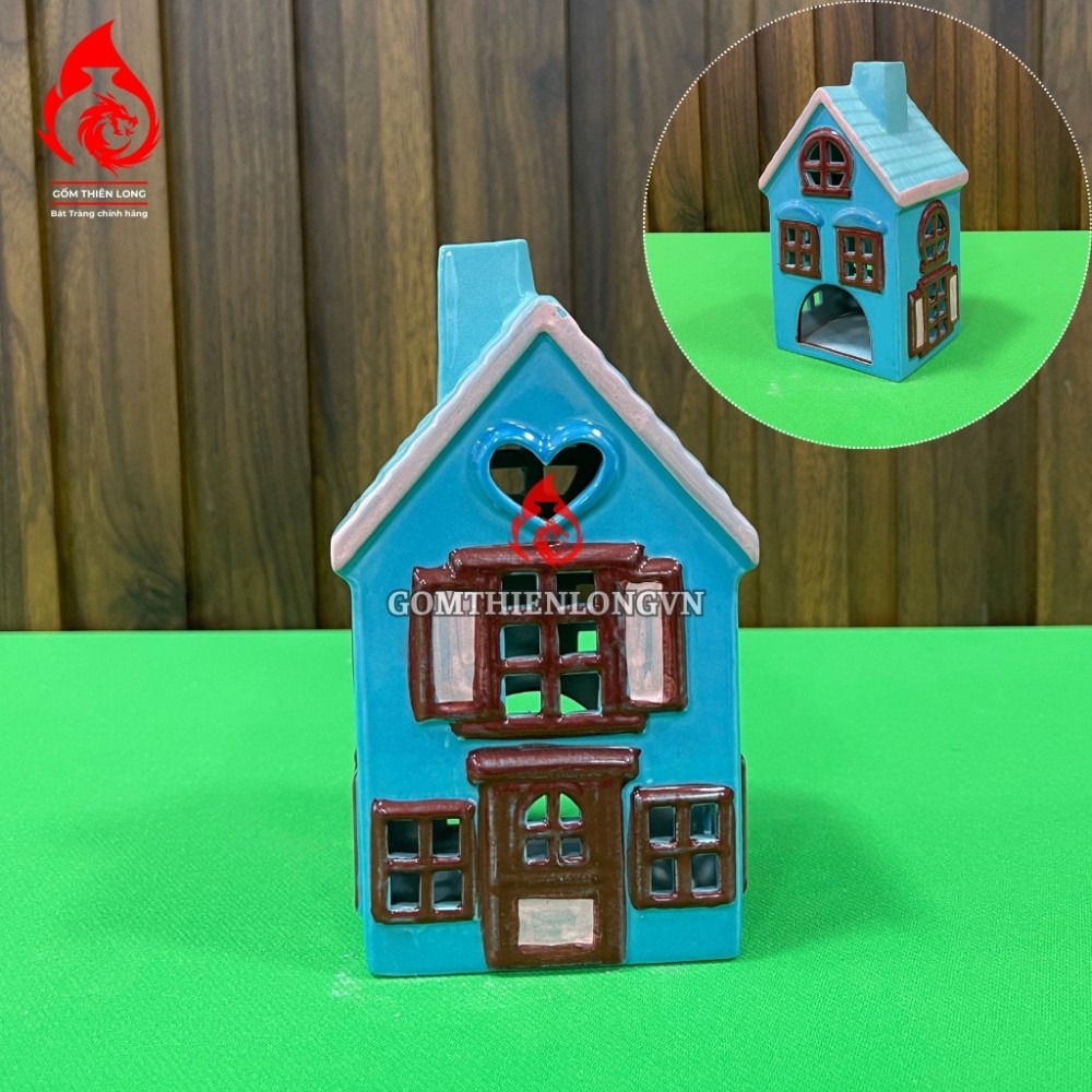 Đèn Đốt Nến Thơm Hình Ngôi Nhà Mini Bằng Sứ 250425