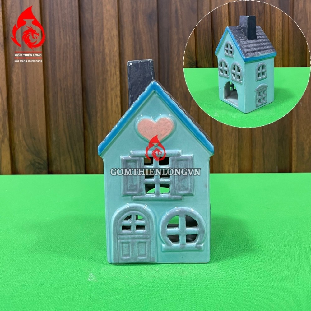 Đèn Đốt Nến Thơm Hình Ngôi Nhà Mini Bằng Sứ 250425