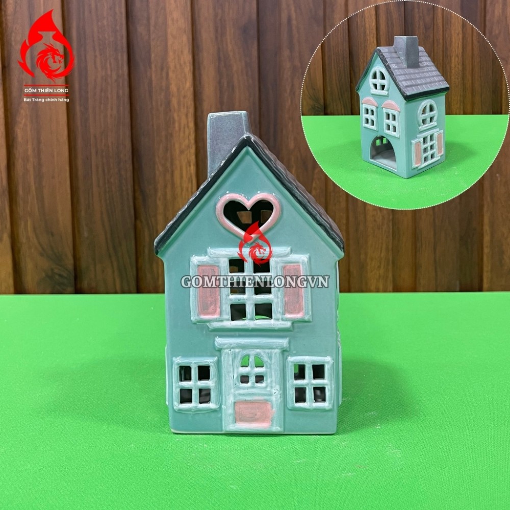 Đèn Đốt Nến Thơm Hình Ngôi Nhà Mini Bằng Sứ 250425