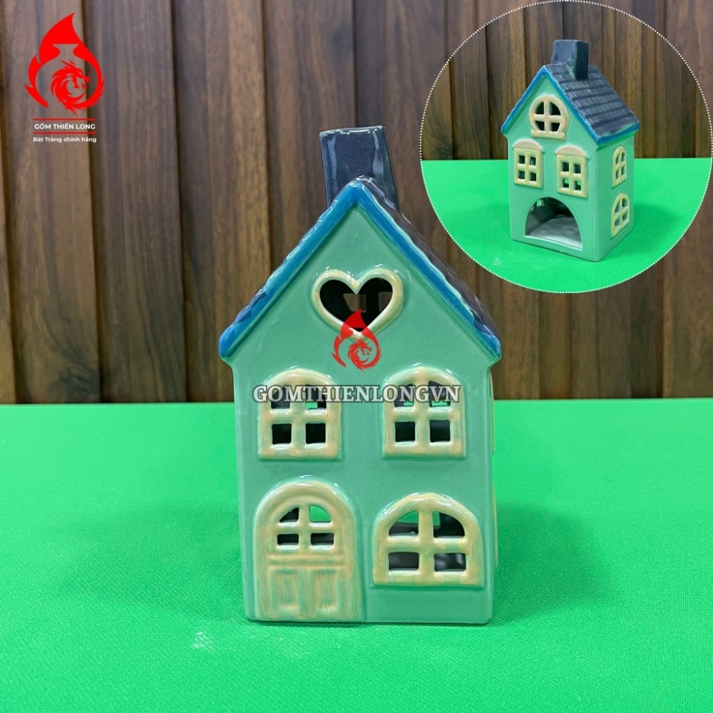 Đèn Đốt Nến Thơm Hình Ngôi Nhà Mini Bằng Sứ 250425