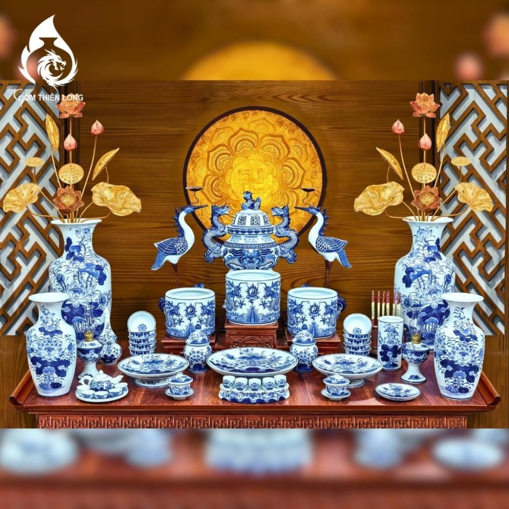 Bộ Đồ Thờ Bát Tràng Men Lam Ngọc 231167