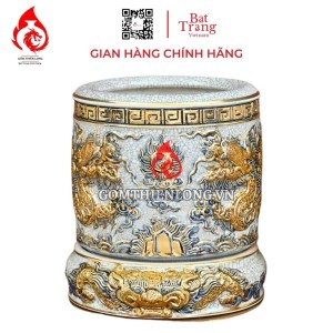 Bát Hương Vẽ Vàng Men Rạn Kèm Đế 231010