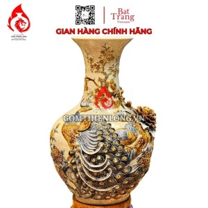 Bình Củ Tỏi Bát Tràng Men Rạn Đắp Nổi Công Hoa Phú Quý 231182