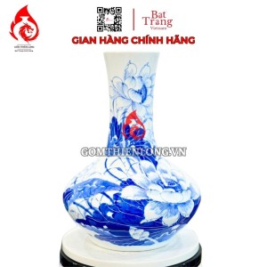 Bình Củ Tỏi Bát Tràng Men Lam Sen Phú Quý 231199