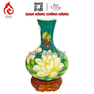 Bình Củ Tỏi Bát Tràng Vẽ Vàng Sen Phú Quý 231196