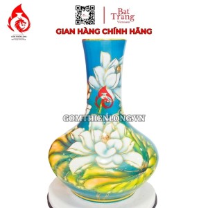 Bình Củ Tỏi Bát Tràng Vẽ Vàng Sen Phú Quý 231194