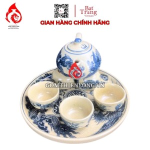 Bộ Ấm Chén Bàn Thờ Men Rạn Vẽ Rồng Phượng 231138