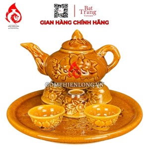 Bộ Ấm Chén Bàn Thờ Men Vàng Hoàng Thổ 231137