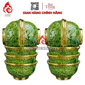 Bộ Bát Cơm Thờ Cúng Bát Tràng Men Xanh Ngọc Lục Bảo 231157