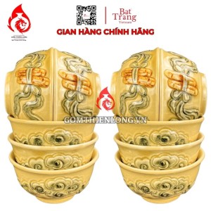 Bộ Bát Thờ Cúng Bát Tràng Men Rạn Vàng Hoàng Lưu Ly 231156