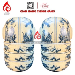 Bộ Bát Thờ Cúng Bát Tràng Men Rạn Vẽ Rồng Phượng 231160